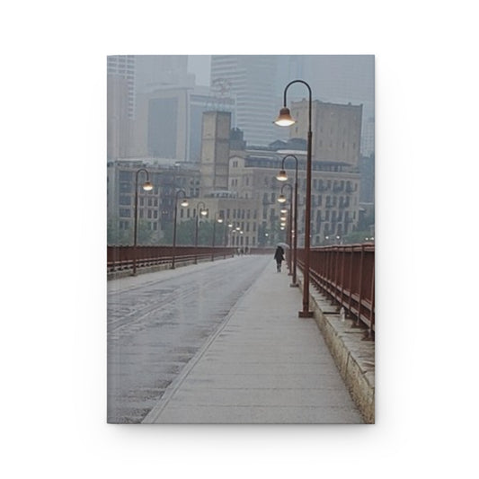 Matte Hardcover Journal - Walking Across the Bridge in the Rain